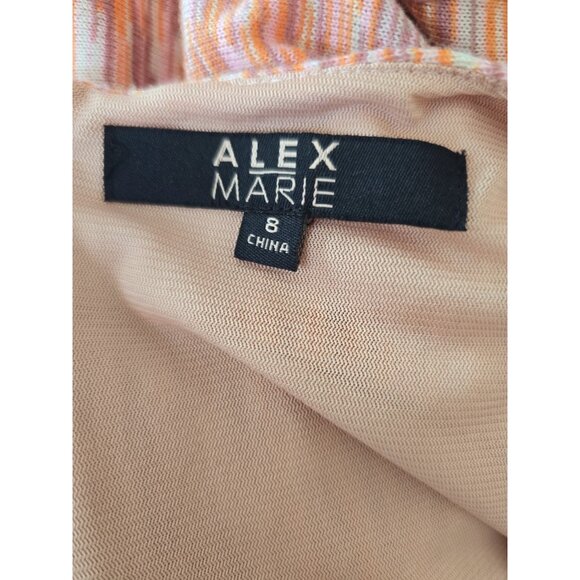 Alex Marie Carmen Orange Knit Ruched Cap Sleeves Sheath V-Neck Lined Dress 8 M - Picture 13 of 14